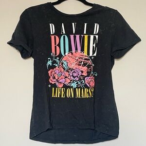 David Bowie Black Acid Wash Life on Mars Graphic Tee